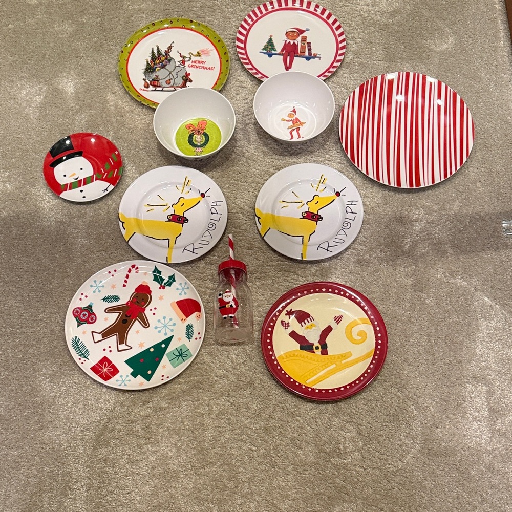 PBK & Target Kids plastic Christmas dishes